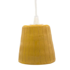 lampada in ceramica artigianale a sospensione piccola giallo miele