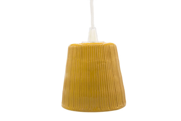 lampada in ceramica artigianale a sospensione piccola giallo miele