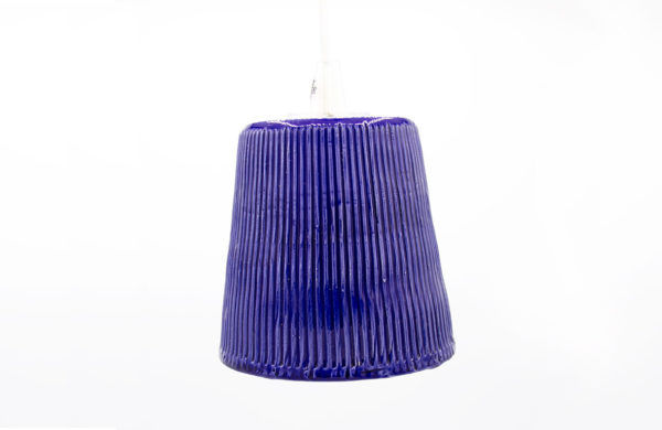 lampada in ceramica artigianale a sospensione piccola blu