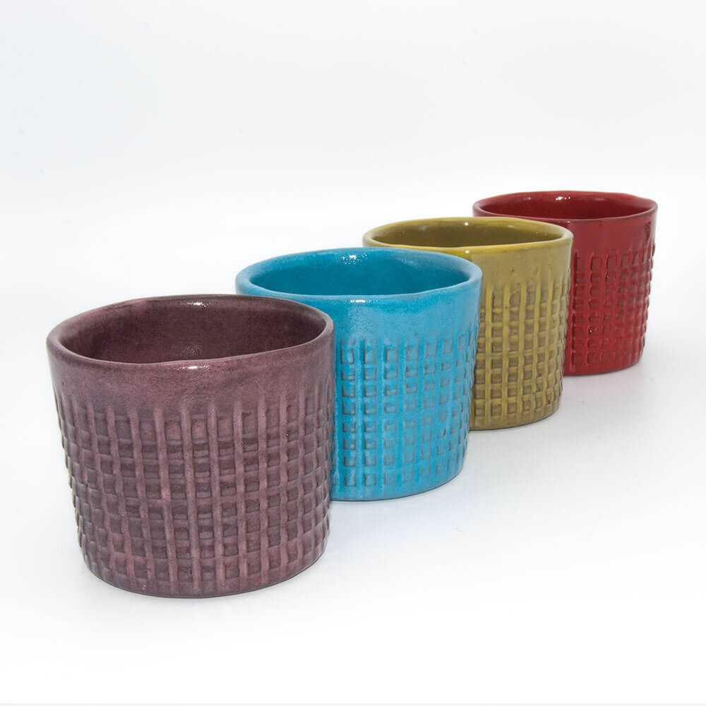 set 4 bicchieri in ceramica artigianale pugliese murgetta colore inverno