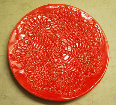 centrino uncinetto piatto centrotavola in ceramica moderno